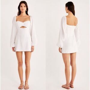NEW Rumer - XS - Camille Mini Cutout Cotton Dress In White  $239